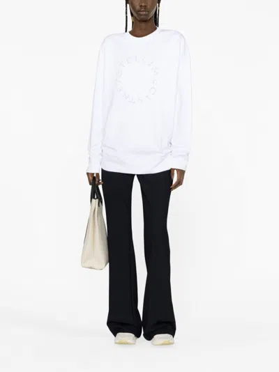 Stella Mccartney Hotfix Rhinestone Logo Sweatshirt In White