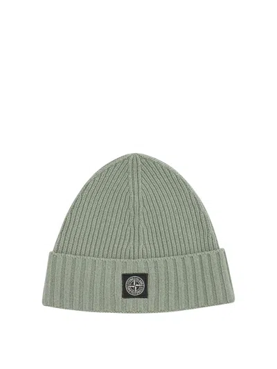 Stone Island Kids Green Wool Beanie