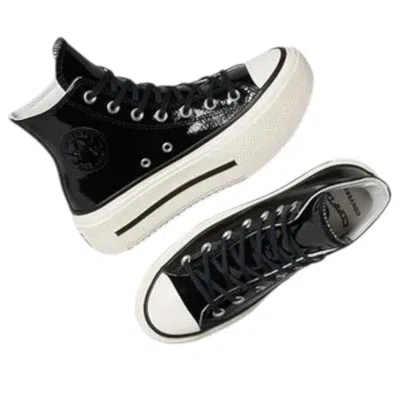 Converse Leather Platform Sneakers In Black