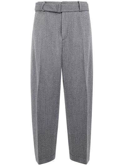 Studio Nicholson Belted Pants Featuring Pleated Design In Gray