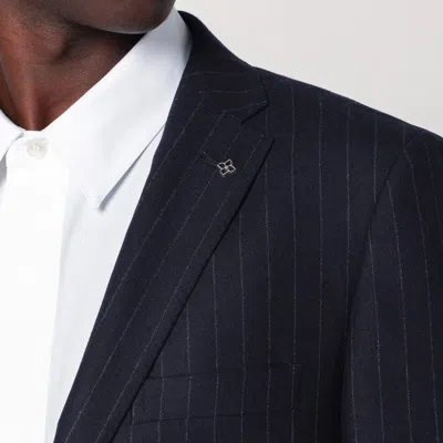 Tagliatore Blue Pinstriped Single-breasted Wool Suit In Blue