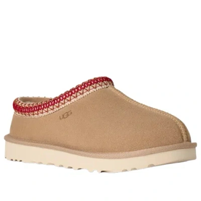 Ugg Tasman Ii Beige Mules With Round Toe And Embroidered Detail In Leather Woman In Nude