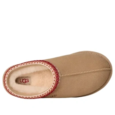 Ugg Tasman Ii Beige Mules With Round Toe And Embroidered Detail In Leather Woman In Nude
