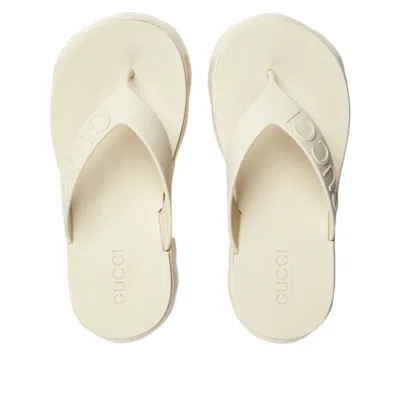 Gucci Logo Platform Sandals In Neutral