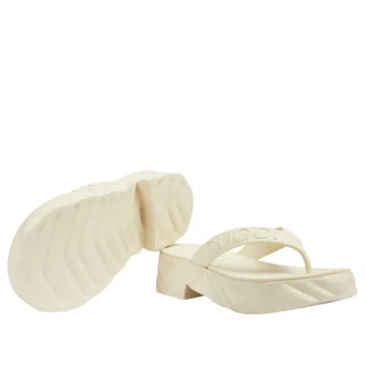 Gucci Logo Platform Sandals In Neutral