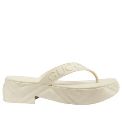 Gucci Logo Platform Sandals In Neutral