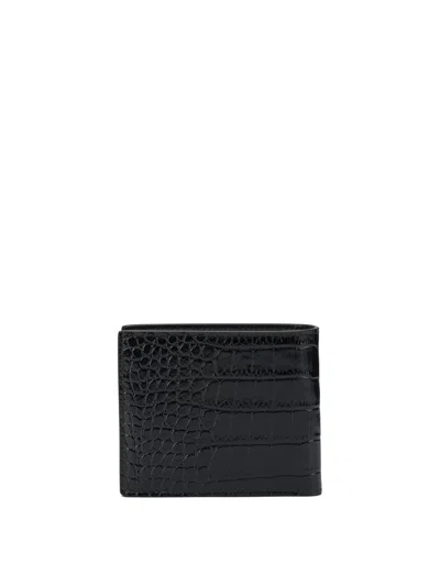 Tom Ford Crocodile Print Leather Wallet In Black