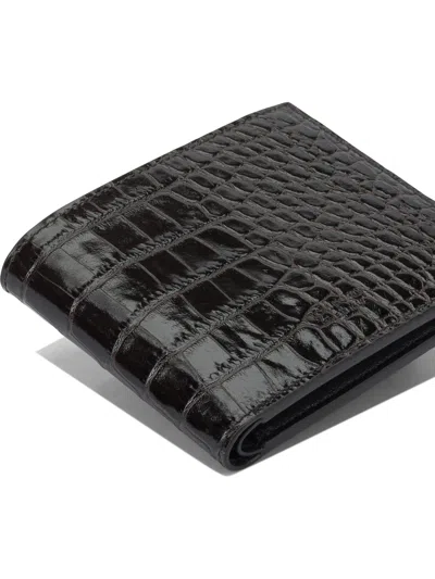 Tom Ford Crocodile Print Leather Wallet In Black