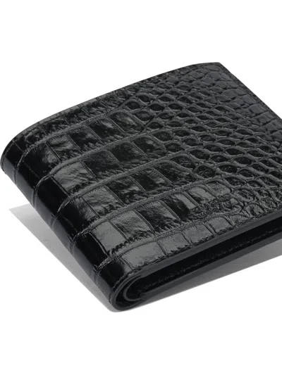 Tom Ford Crocodile Print Leather Wallet In Black