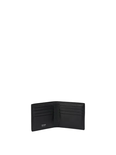 Tom Ford Crocodile Print Leather Wallet In Black