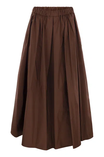 Weekend Max Mara Weekend Maxmara Bruno1234 Long Taffeta Skirt In Brown