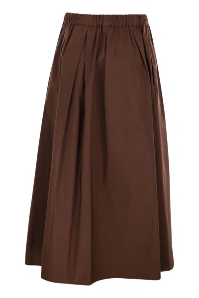 Weekend Max Mara Weekend Maxmara Bruno1234 Long Taffeta Skirt In Brown