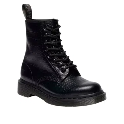 Dr. Martens 1460 Croc Embossed Combat Boot In Black