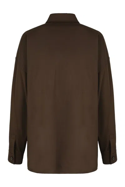 Weekend Max Mara Relaxed Linen Shirt Featuring Chest Pockets In Brown