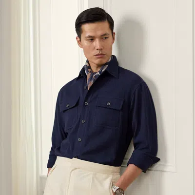 Ralph Lauren Cotton-cashmere Herringbone Shirt In Blue