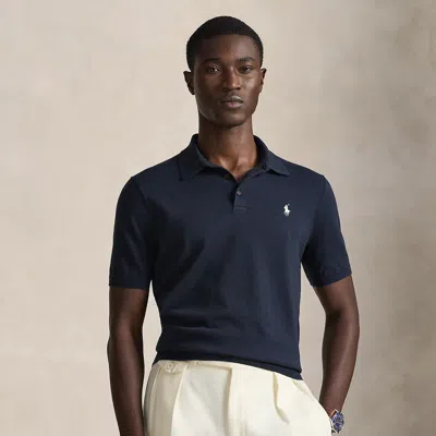 Ralph Lauren Custom Slim Fit Stretch Mesh Polo Shirt In Blue
