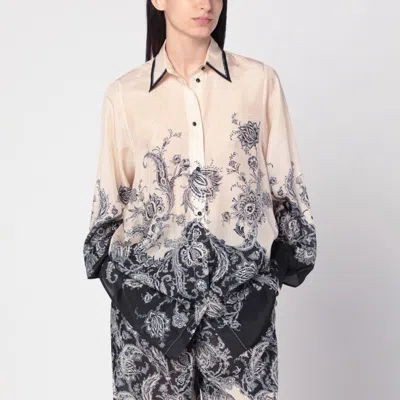 Zimmermann Cream Rhiannon Shirt With Fantasy Print In Multi