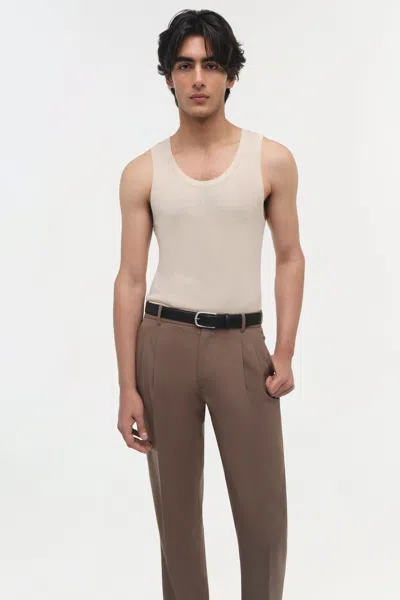 Simkhai Men's Knitted Bramble Pleat Front Trouser In Taupe In Brown