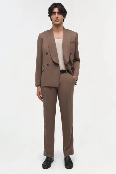 Simkhai Men's Knitted Bramble Pleat Front Trouser In Taupe In Brown