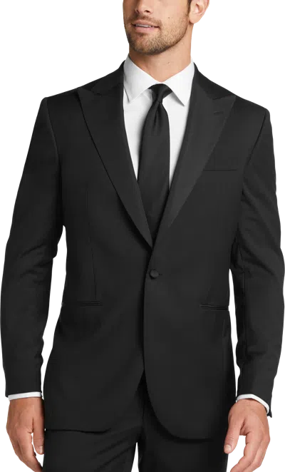 Black By Vera Wang Slim Fit Wool Peak Lapel 3-piece Tuxedo In Black