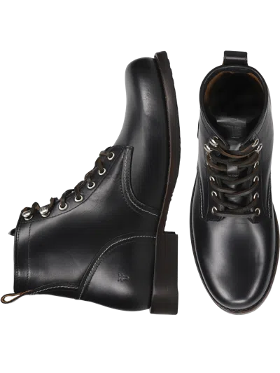 Frye Hudson Leather Plain Toe Work Boots In Black