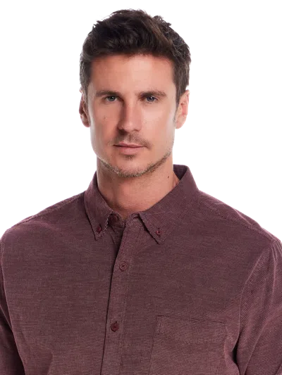 Weatherproof Vintage Regular Fit Vintage Brocade Corduroy Shirt In Burgundy