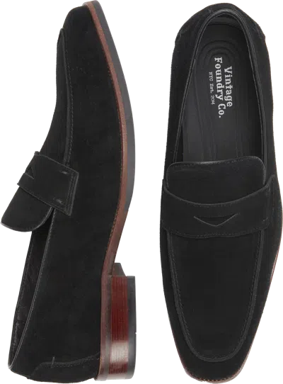 Vintage Foundry Davis Suede Moc Toe Penny Loafers In Black