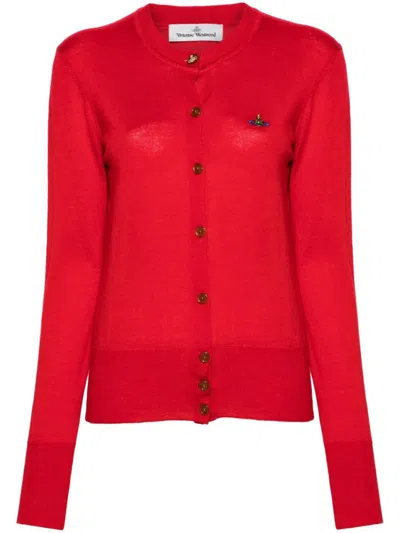 Vivienne Westwood Bea Lightweight Cotton Blend Cardigan Clothing In Red