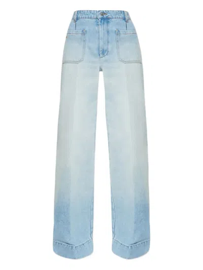Victoria Beckham Patch-pocket Straight Leg Jeans In Blue