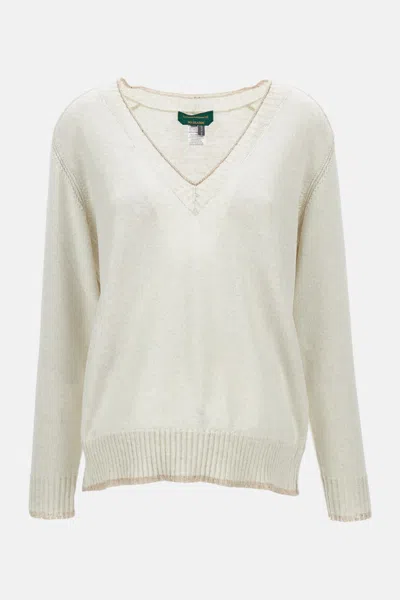 Lorena Antoniazzi White V-neck Sweater In Neutral