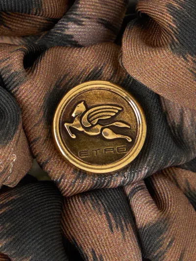 Etro Animal-patterned Scrunchie In Brown
