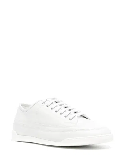 John Lobb Courrt Leather Sneakers In White