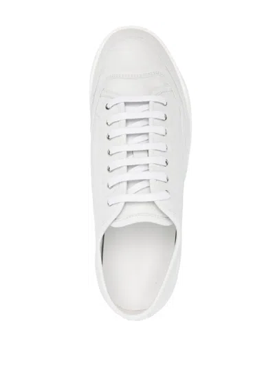 John Lobb Courrt Leather Sneakers In White