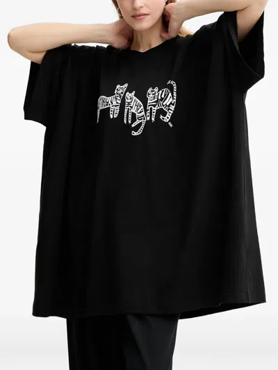 Mmc Studio Tiger-print T-shirt In Black