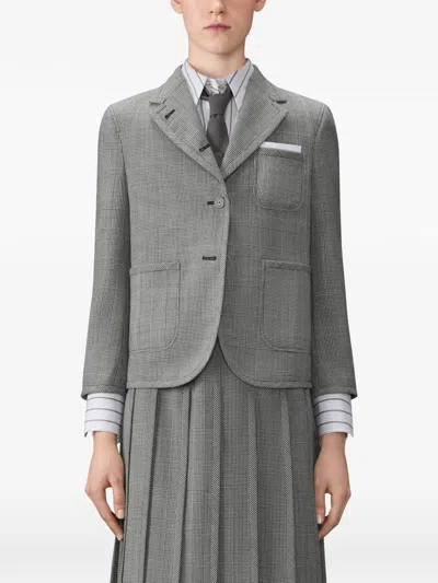 Thom Browne Prince Of Whales Cropped Blazer In Gray
