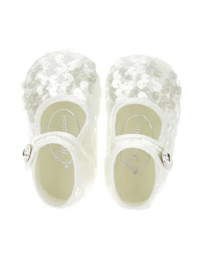 Monnalisa Sequin-embellished Button Crib Shoes In Animal Print