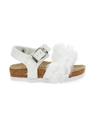 Monnalisa Ruffle Buckle Sandals In Multi