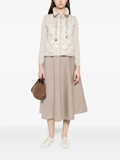 Max Mara The Cube Quilted Zipped Gilet In Neutral