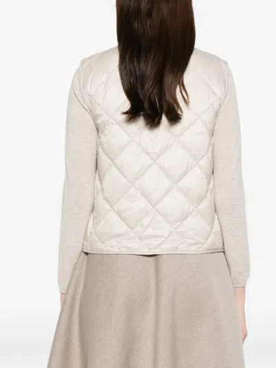 Max Mara The Cube Quilted Zipped Gilet In Neutral