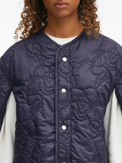 Fiorucci Quilted Button Jacket In Blue
