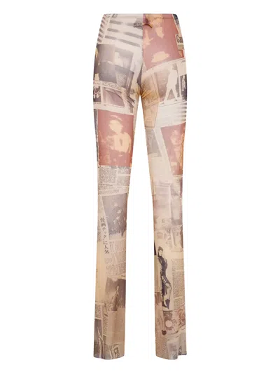 Jean Paul Gaultier Newspaper-print Leggings In Neutral