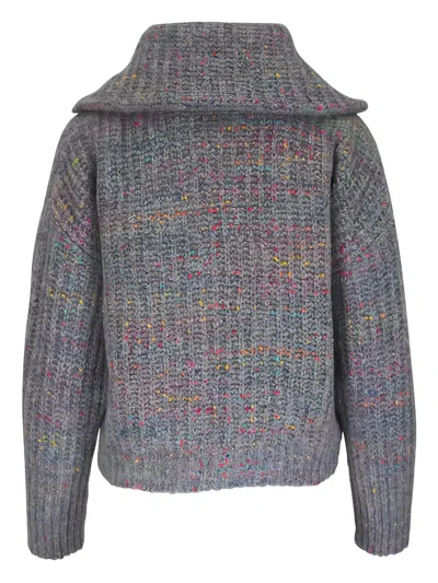 Odeeh Zip Collar Cardigan In Gray