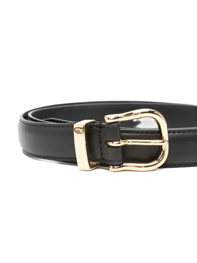 Nili Lotan Loiuse Gold-tone Buckle Belt In Black