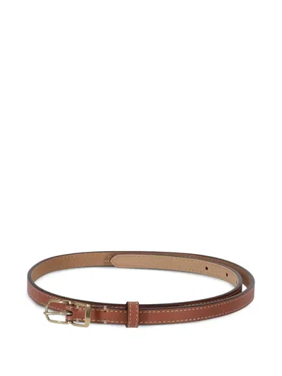 Polo Ralph Lauren Buckle Leather Belt In Brown