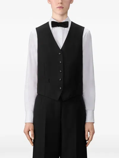 Thom Browne Button Waistcoat In Black