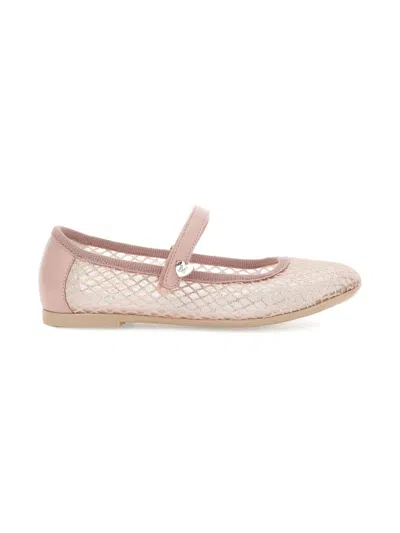 Monnalisa Heart-appliqué Mesh Ballet Flats In Pink