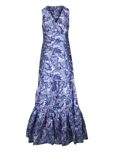 Sachin & Babi Rori Frozen Floral-print Maxi Dress In Blue