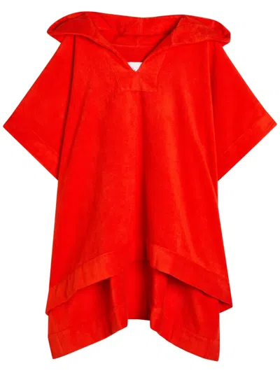 Lisa Marie Fernandez Hooded Terry Beach Poncho In Red