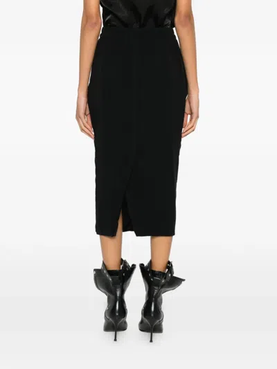Rick Owens Drawstring Zip Midi Skirt In Black