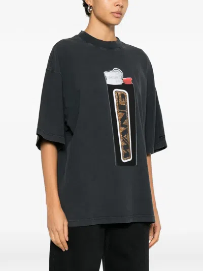 Alexander Wang Black Oversized Graphic T-shirt In Black